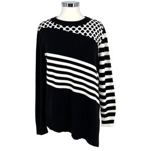 Victor Glemaud Black White Striped Mixed Pattern Sweater Size XL